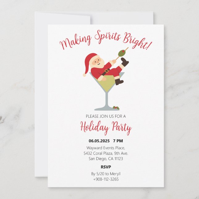 Convite Santa Martini Christmas Party Invite (Frente)