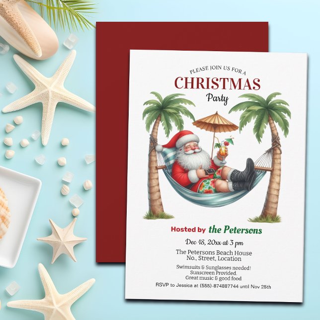 Convite Santa on a Tropical Island Christmas Party (Criador carregado)
