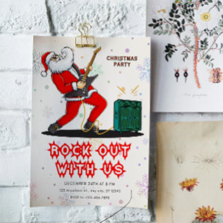 Convite Santa Rock Out Party Christmas Invitation