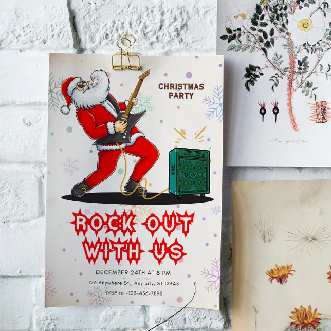 Convite Santa Rock Out Party Christmas Invitation (Criador carregado)
