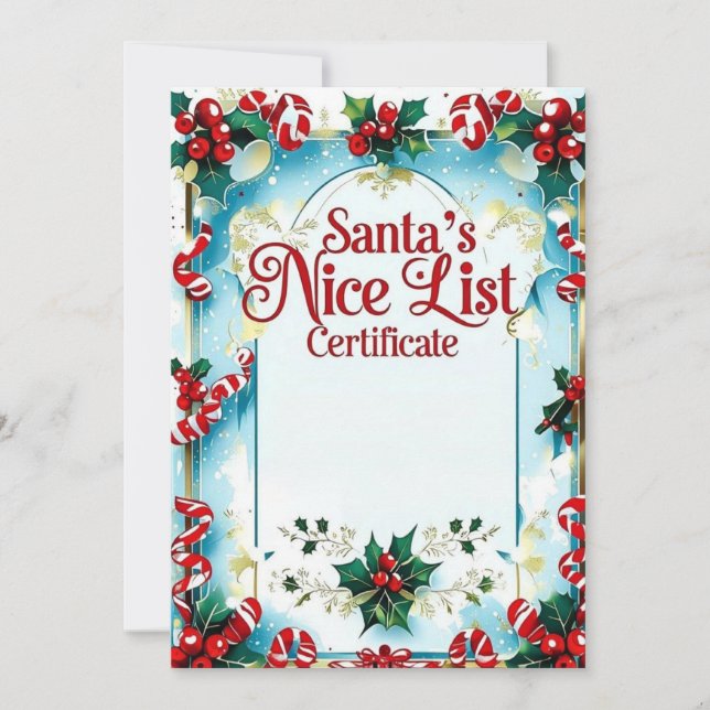 Convite Santa’s Nice List Certificate for Boys (Frente)
