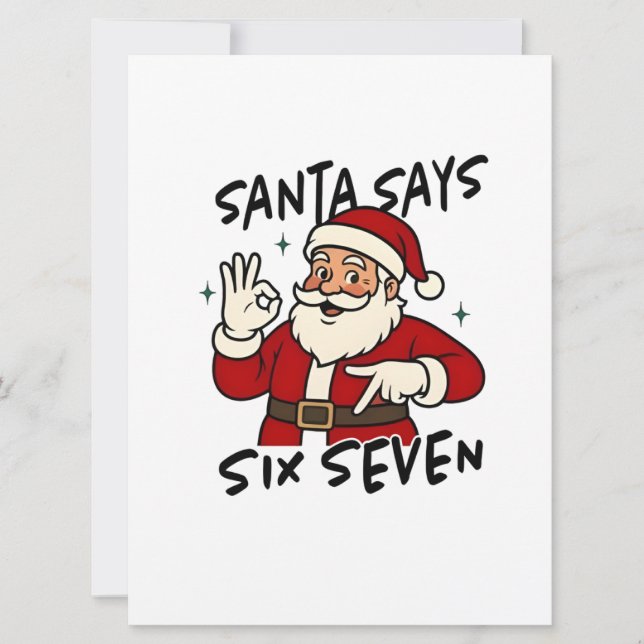 Convite Santa Says Six Seven 6 7 Funny Brainrot Christmas (Frente)