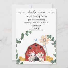 Convite Santa Vaca, estamos tendo chá de fraldas gêmeos