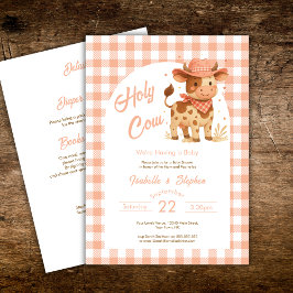 Convite Santa Vaca Estamos tendo uma Rústica de Bebê com d