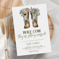 Santa Vaca Floral Cowboy Boots Chá de Casamento