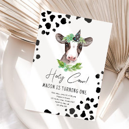 Convite Santa Vaca, sou um menino de animais de fazenda.