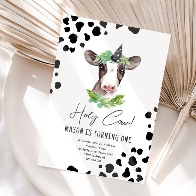 Convite Santa Vaca, sou um menino de animais de fazenda. (Criador carregado)