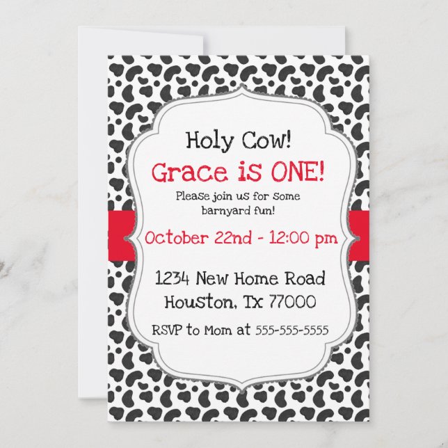 Convite Santa vaca, sou um primeiro aniversário (Frente)