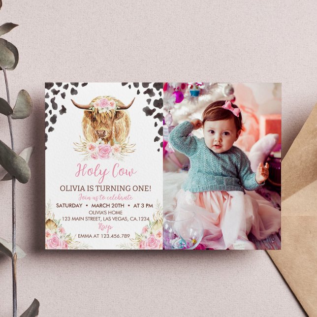 Convite Santa Vaca, sou um primeiro aniversario de Garota  (Criador carregado)