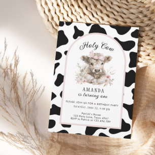 Convite Santa Vaca, sou um primeiro aniversario de Garota-