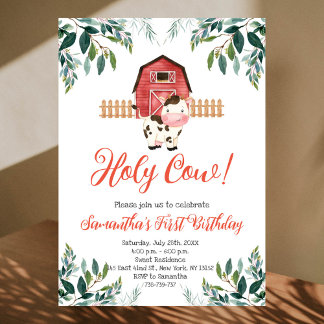 Convite Santa vaca, sou uma Festa de aniversário verde