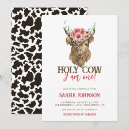 Convite Santa vaca, sou uma garota floral, aniversário