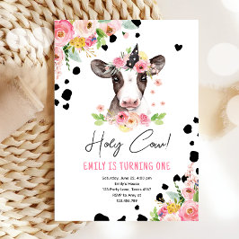 Convite Santa Vaca, sou uma menina e animais de fazenda.