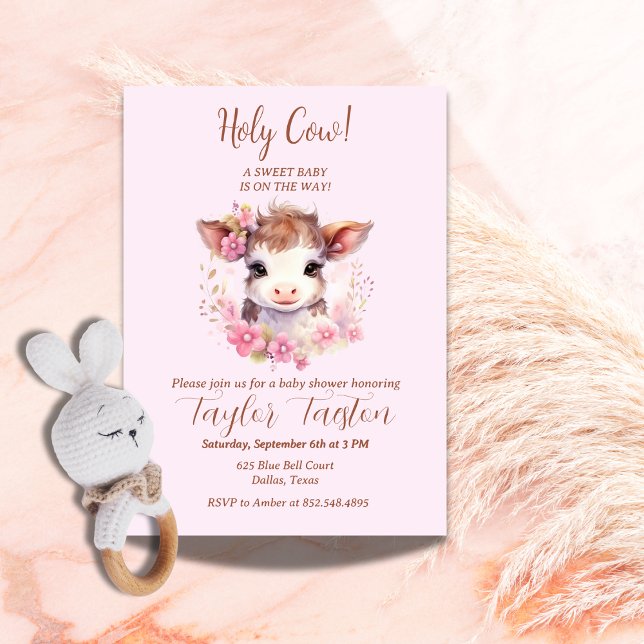 Convite Santa Vaca! Um bebê doce está a caminho! (Criador carregado)