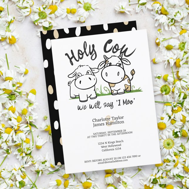 Convite Santa Vaca Vamos Dizer Que Eu Mato Casamento (Holy Cow We Will Say I Moo Wedding Invitations from Ricaso. A fun pun humor cattle themed wedding)