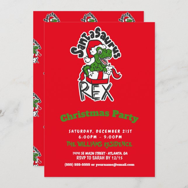 Convite Santasaurus Rex (Frente/Verso)