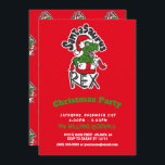 Convite Santasaurus Rex<br><div class="desc">t-rex dinossauro de natal,  desenhando dinossauros felizes alegres,  papais noeis coloridos de festas de neve,  perigosos extintos selvagens,  engraçados e bonitos desenhos animados,  inverno jurássico verde,  monstro de animais vermelho réptil,  tiranossauro de feriado,  santa hat xmas,  dino t-rex dinossauro de natal, </div>