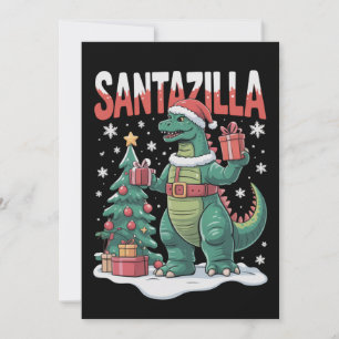 Convite Santazilla Monstro Japonês Kaiju Natal Dinossauro