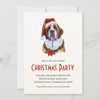 Convite Santo Bernard Dog numa festa de Natal do Papai Noe