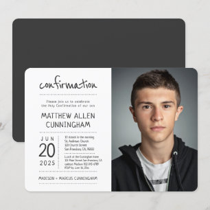 Convite Santo Garoto de Confirmação   Foto moderna + simpl