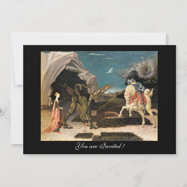 Convite SANTO GEORGE E DRAGÃO, castanho, vermelho azul (Frente)