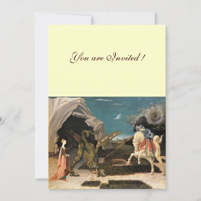 Convite SANTO GEORGE E DRAGÃO, castanho, vermelho azul (Frente)