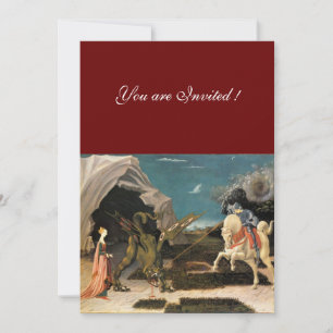 Convite SANTO GEORGE E DRAGÃO, castanho, vermelho azul pr