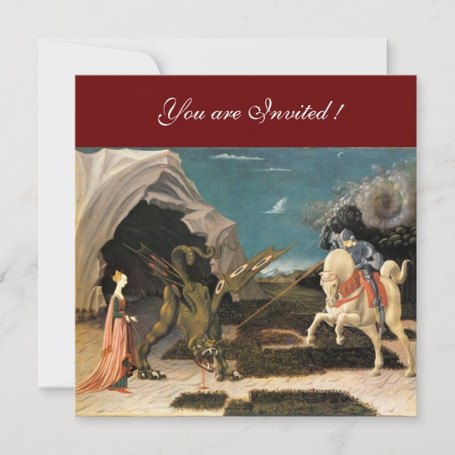 Convite SANTO GEORGE E DRAGÃO, castanho, vermelho azul pre (Frente)