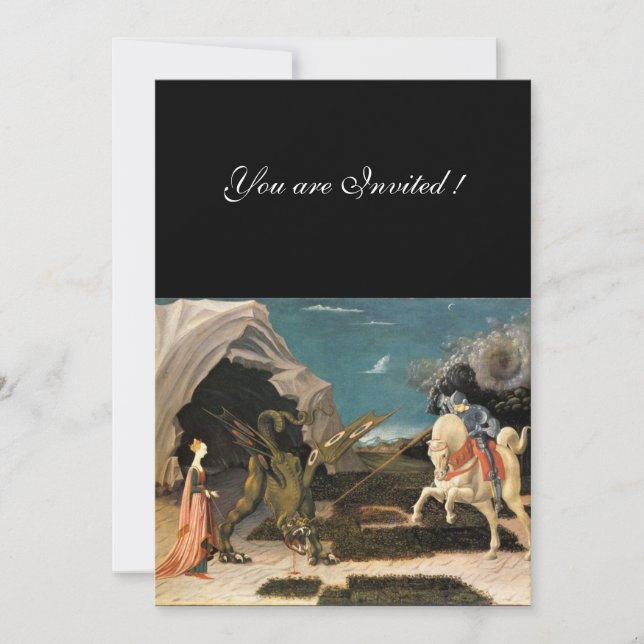 Convite SANTO GEORGE E DRAGÃO, castanho, vermelho azul pre (Frente)