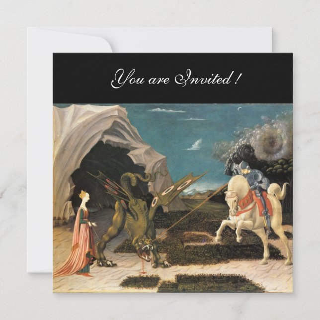 Convite SANTO GEORGE E DRAGÃO, castanho, vermelho azul pre (Frente)