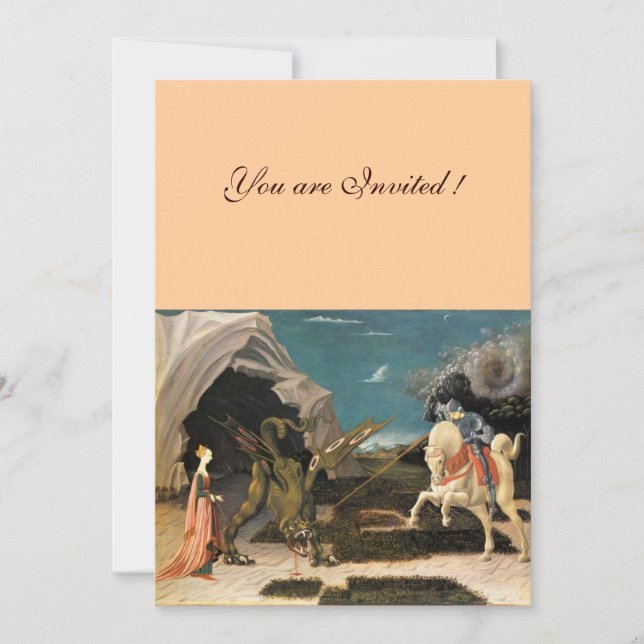 Convite SANTO GEORGE E DRAGÃO, castanho, vermelho azul, ro (Frente)