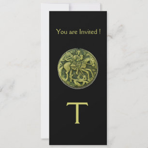 Convite SANTO GEORGE E DRAGON MEDALLION MONOGRAM, preto