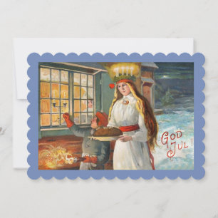 Convite Santo Lúcia e Criança Entregando Pão Saffron