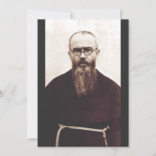 Convite Santo Maximilian Kolbe padre católico polonês (Frente)