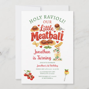 Convite Santo Ravioli Pequena Almôndega Massa 1º Aniversár