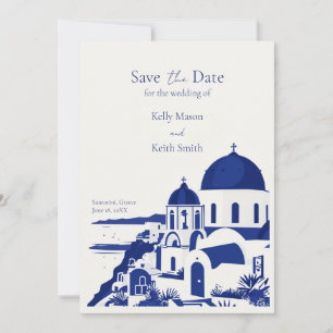 Convite Santorini Grécia Aquarela Casamento Salve A Data