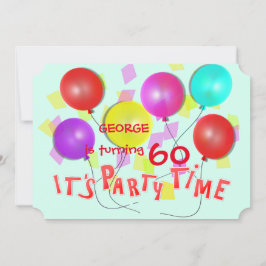 Convite São Balões Coloridos do Tempo do Partido Personali