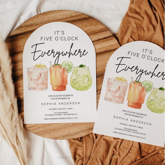 Convite São cinco O'Clock em todos os lugares da festa de  (Criador carregado)