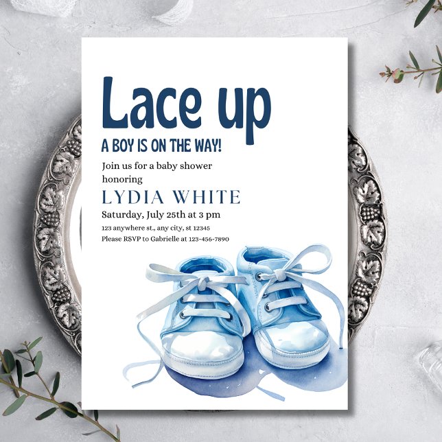 Convite Sapatênis de Bebê Chá de Bebê, Amarrar o Chá de Be (Criador carregado)