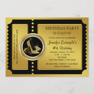 Convite Sapatênis Dourado de Salto Alto Festa de Aniversár