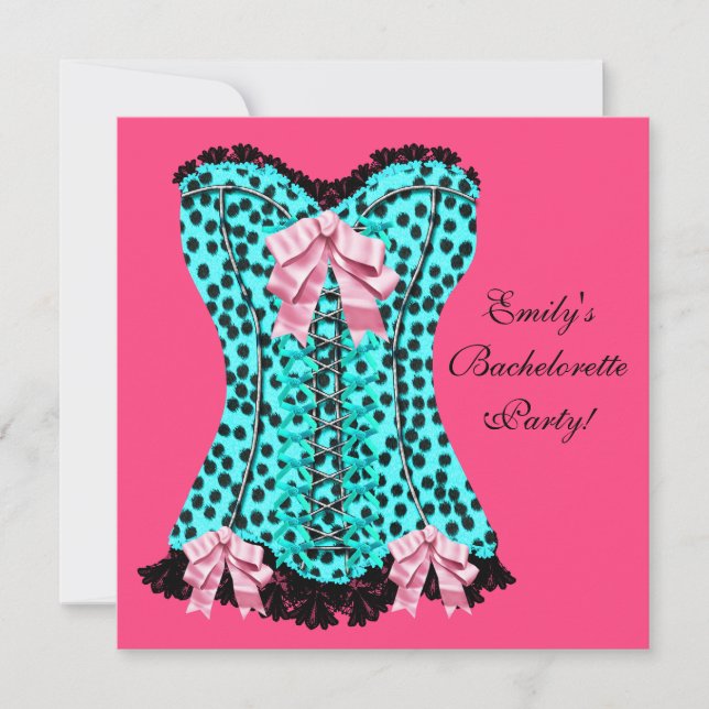 Convite Sapatênis Rosa de Leopardo com Córset para Festa d (Frente)