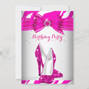 Convite Sapatênis Zebra Rosa Choque de Aniversário