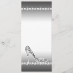 Convite Sapato Preto e Branco de Salto Alto com Diamante F