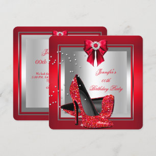 Convite Sapato Vermelho com Lantejoulas de Salto Alto Fest