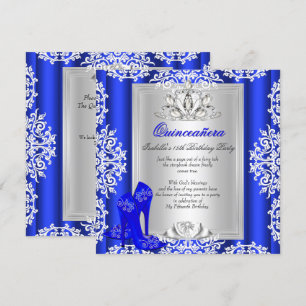 Convite Sapatos Azul Royal para Aniversário de 15 Anos Qui