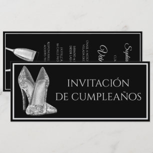Convite Sapatos Brilhantes Espanhóis e Aniversário Champan