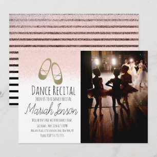 Convite Sapatos de Bailarina Dourados com Listras de Brilh