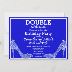 Convite Sapatos de salto alto azuis cintilantes e brilhant