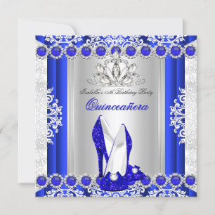 Convite Sapatos de Salto Alto Azul Royal para Festa de 15