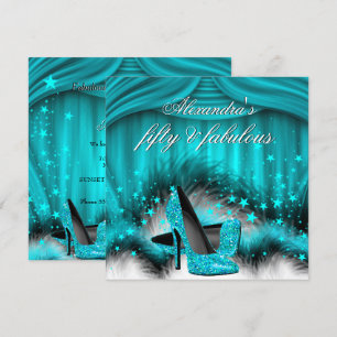 Convite Sapatos de salto alto azul teal fabulosos para os 